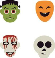 Halloween Mask Icon With Different Design Style. Isolated On White Background. Vector Illustration Set.