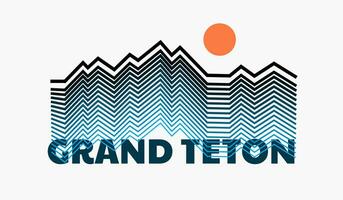 Wyoming Grand Teton National Park monoline tone vector design for badge, patch, sticker and t shirt graphic illustration