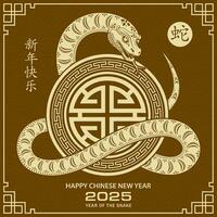 Happy Chinese new year 2025 Zodiac sign, year of the Snake vector