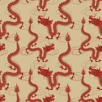 Seamless pattern with Asian elements for happy Chinese new year of the Dragon 2024 vector