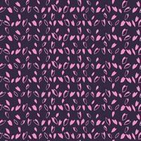 Trendy seamless pattern with pink striped lines in dots on a dark black background. Simple printing with texture, drops, polka dot, spots. Vector hand drawn sketch. Design for fashion, surface design