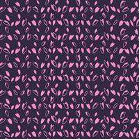 Trendy seamless pattern with pink striped lines in dots on a dark black background. Simple printing with texture, drops, polka dot, spots. Vector hand drawn sketch. Design for fashion, surface design