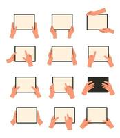 Hands with tablets set vector