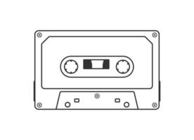 Tape cassette line art vector isolated on white background