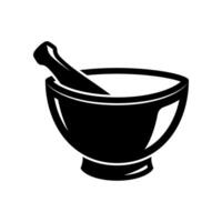 Mortar and pestle icon isolated on white background vector