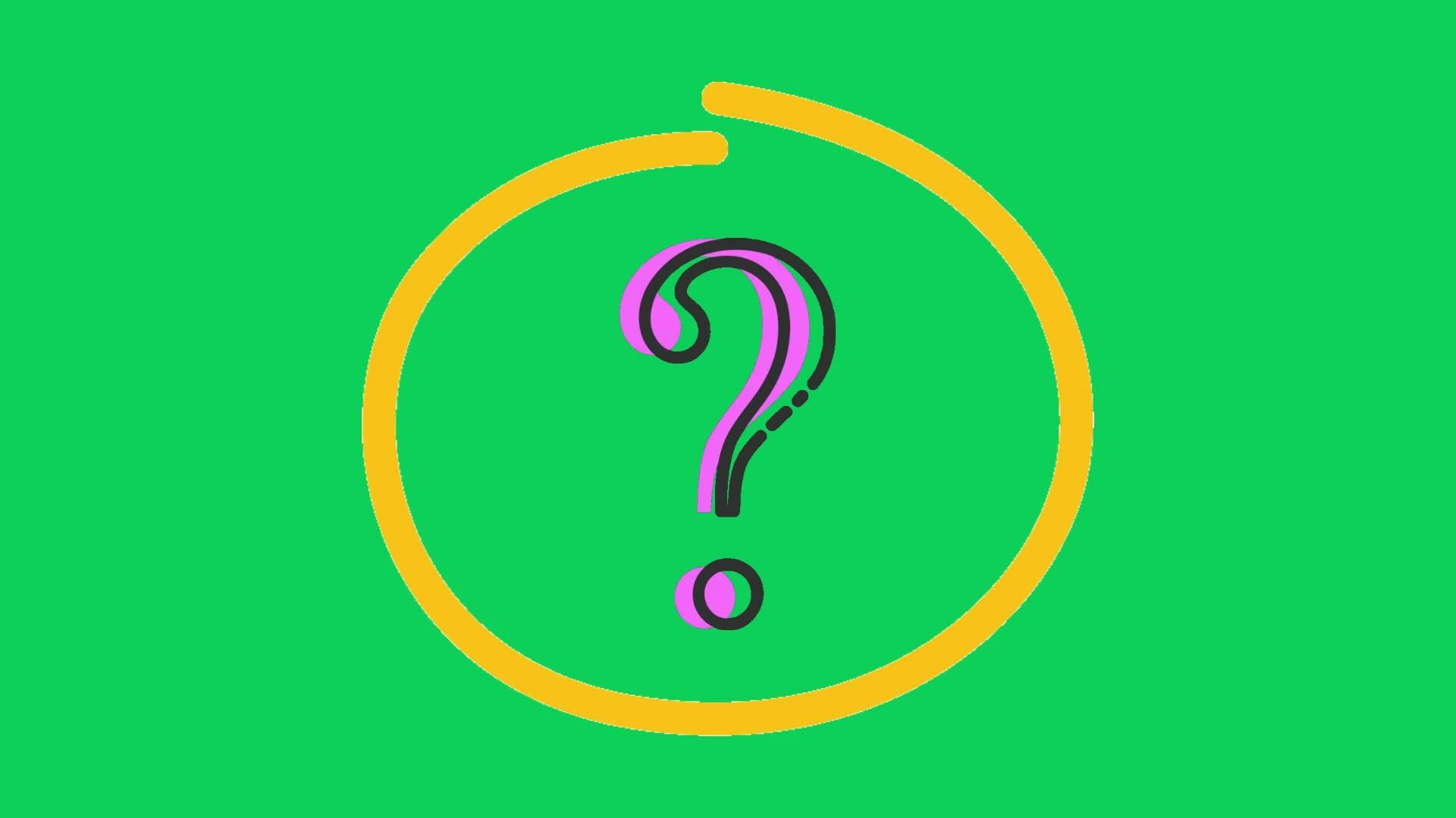 Animated question mark video with green screen or question mark motion