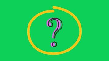 Animated question mark video with green screen or question mark motion graphics. green background