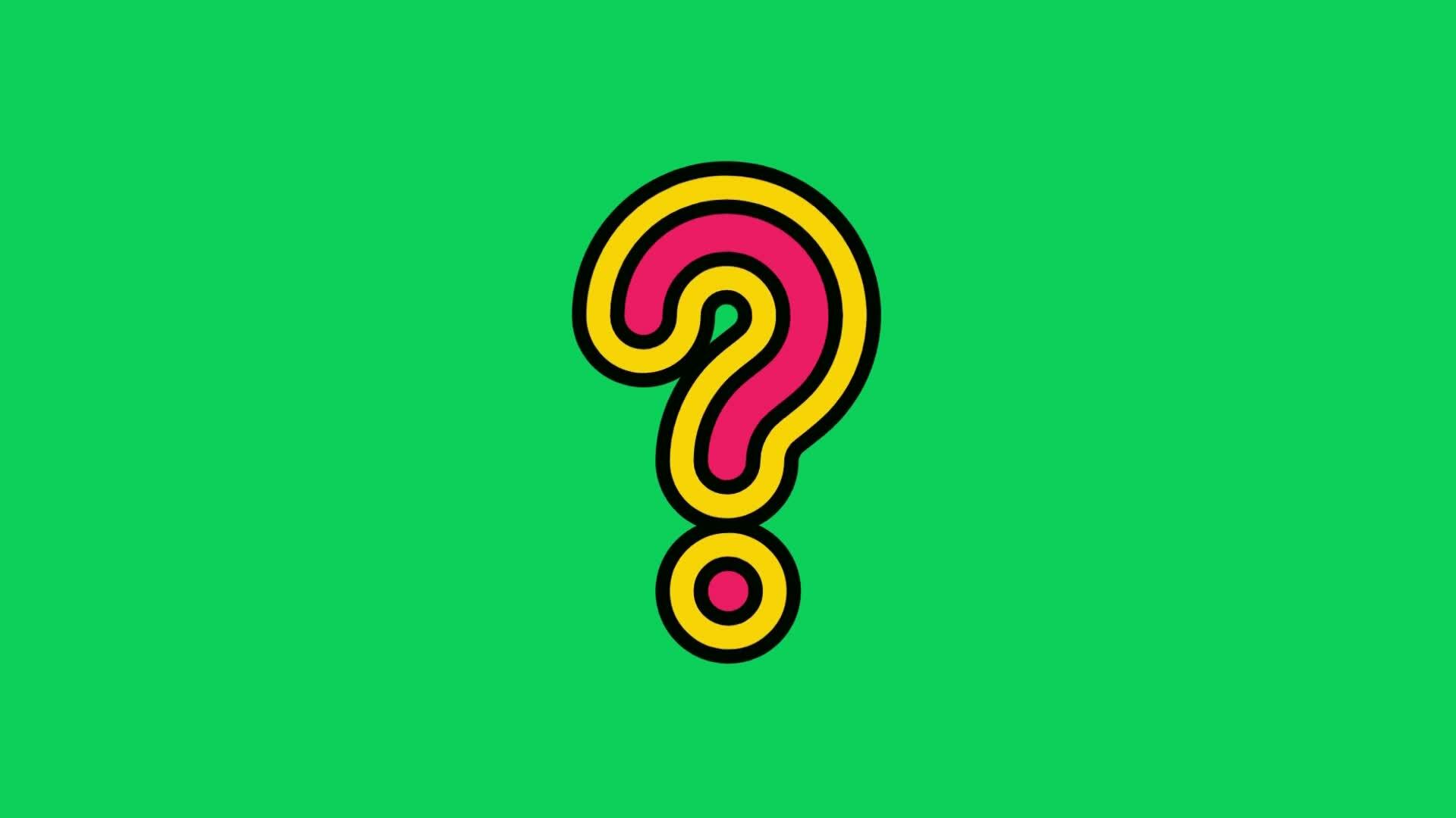 Animated question mark video with green screen or question mark motion