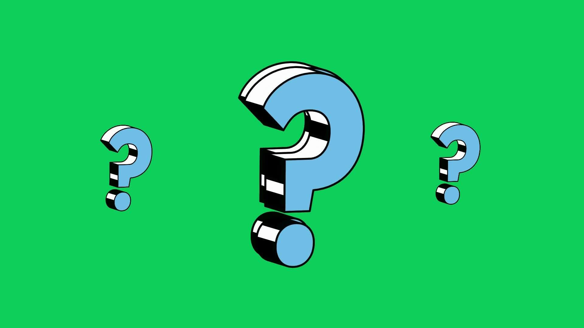 Animated question mark video with green screen or question mark motion