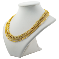 AI generated Gold Necklace on Display Stand , Elegant Jewelry Photography png