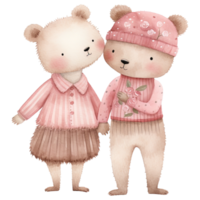 ai gerado romântico Urso de pelúcia Urso casal - fofa Rosa clipart para namorados png