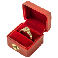 ai generiert Gold Ring im rot Box - - elegant Studio Schmuck Fotografie png