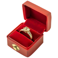 ai generado oro anillo en rojo caja - elegante estudio joyería fotografía png