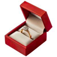 ai generiert Gold Ring im rot Box - - elegant Studio Schmuck Fotografie png