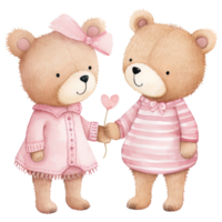 ai gegenereerd romantisch teddy beer paar - schattig roze clip art voor Valentijn png