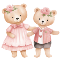 ai généré romantique nounours ours couple - mignonne rose clipart pour Valentin png