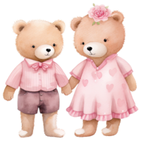 ai generado romántico osito de peluche oso Pareja - linda rosado clipart para enamorado png