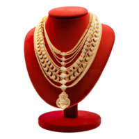 AI generated Gold Necklace on Display Stand , Elegant Jewelry Photography png