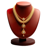 AI generated Gold Necklace on Display Stand , Elegant Jewelry Photography png