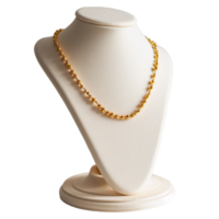 AI generated Gold Necklace on Display Stand , Elegant Jewelry Photography png