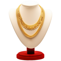 AI generated Gold Necklace on Display Stand , Elegant Jewelry Photography png