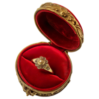 ai generiert Gold Ring im rot Box - - elegant Studio Schmuck Fotografie png