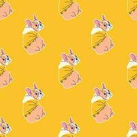 CUTE SITTING FRENCH BULLDOG PATTERN DESIGN vector