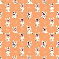 CUTE CORGI PUPPIES WITH LEAFS PATTERN DESIGN vector