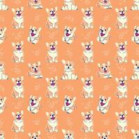 CUTE CORGI PUPPIES WITH LEAFS PATTERN DESIGN vector