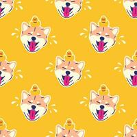 CUTE SHIBA INU HEAD WITH A RUBBER DUCK SEAMLESS PATTERN vector