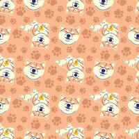 CUTE SMILING SHIBA INU WITH A RUBBER DUCK SEAMLESS PATTERN vector
