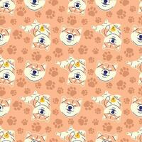 CUTE SMILING SHIBA INU WITH A RUBBER DUCK SEAMLESS PATTERN vector