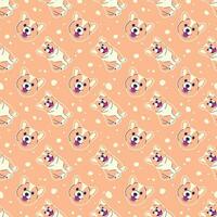 CUTE SMILING CORGI SEAMLESS PATTERN vector