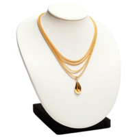 AI generated Gold Necklace on Display Stand Elegant Jewelry Photography png