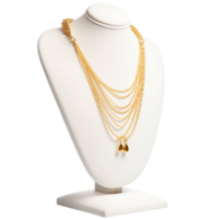 AI generated Gold Necklace on Display Stand Elegant Jewelry Photography png