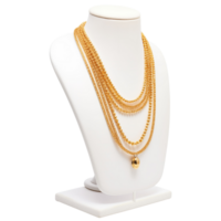 AI generated Gold Necklace on Display Stand Elegant Jewelry Photography png