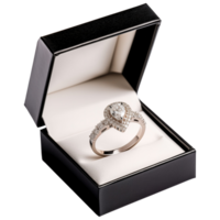 ai generiert Diamant Ring im elegant Kasten, Luxus Schmuck, Hochzeit png