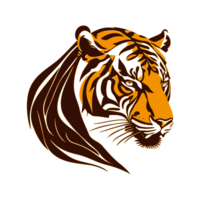 AI generated orange tiger head with abstract fur illustration png