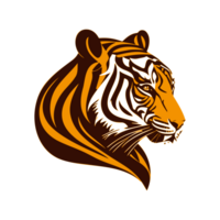 AI generated orange tiger head with abstract fur illustration png