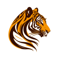 ai genererad orange tiger huvud med abstrakt päls illustration png