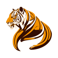 ai généré Orange tigre tête avec abstrait fourrure illustration png