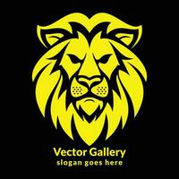 Vector elegant lion head logo on dark background