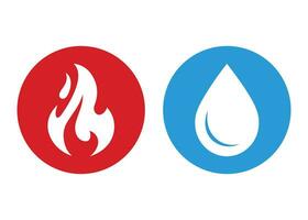 Fire and water vector icon. Fire and water sign. Drop of water and burning flame icon isolated on a white background