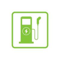 Electric vehicles charging point vector icon. Car charge station square sign symbol. Vector illustration