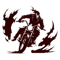 AI generated ghost rider with burning bike illustration png