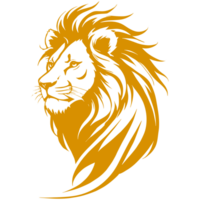 AI generated gold lion silhouette illustration png