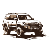 AI generated black white off road car with mud illustration png