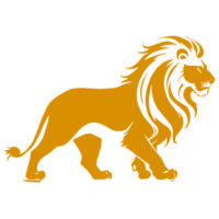AI generated gold lion silhouette illustration png