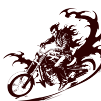 AI generated ghost rider with burning bike illustration png