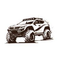 AI generated black white off road car with mud illustration png